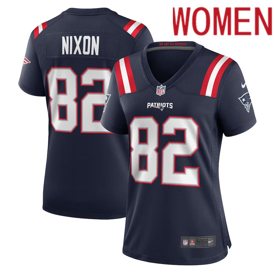 Women New England Patriots #82 Tre Nixon Nike Navy Player Game NFL Jersey->women nfl jersey->Women Jersey